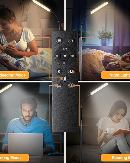 [2024 New] Floor Lamp, 18W 1800LM Super Bright LED Light Lamp with Remote & Works with Smart Plug, Dimmable Timing Eye Caring Reading Light Modern Standing Floor Lamp for Living Room Bedroom Office - LeafyLoom