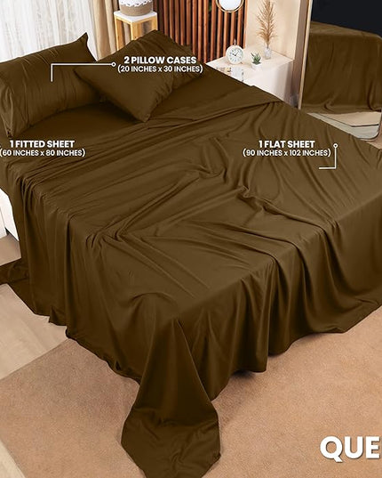 Utopia Bedding Queen Bed Sheets Set - 4 Piece Bedding - Brushed Microfiber - Shrinkage and Fade Resistant - Easy Care (Queen, Mocha) - LeafyLoom