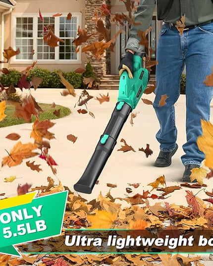 Leaf Blower - 320CFM 180MPH 21V Leaf Blower Cordless with 2 X 5.0 Ah Battery & Charger, Electric Leaf Blower Battery Powered Leaf Blower Lightweight for Snow Blowing & Lawn Care Yard Cleaning - LeafyLoom