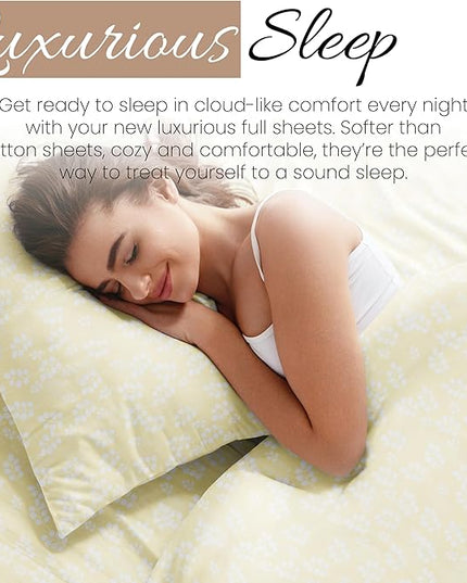 Linen Market 4 Piece Full Bedding Sheet Set (Ivory Wheatfield) - Sleep Better Than Ever with These Ultra-Soft & Cooling Bed Sheets for Your Full Size Bed - Deep Pocket Fits 16" Mattress - LeafyLoom