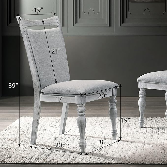 NicBex Haerin-SD-00171-LWJ Dining Chairs, 18"x20"x39", Rustic White - LeafyLoom