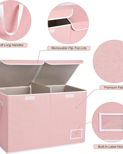 StorageWorks Toy Storage Organizer with Flip-Top Lids, Toy Bins for Living Room, Nursery Room, Playroom, Large Toy Box for Kids, Pink, 24 ¾"L x 13" W x 16" H - LeafyLoom