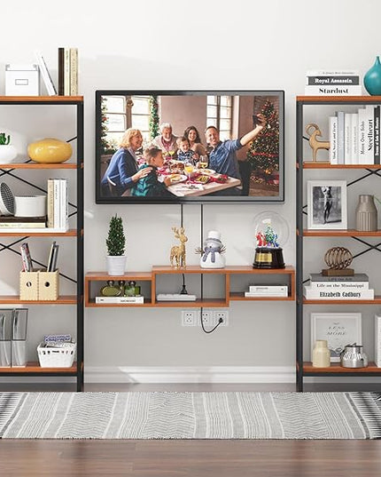 Himimi Industrial Bookshelf 5-Tier, Bookcase 58" H Ladder Shelf, Storage Shelves Rack Shelf Unit, Accent Furniture Metal Frame, Home Office Furniture for Bathroom, Living Room, Vintage Brown - LeafyLoom