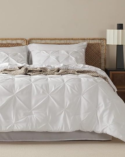 Bedsure Full Size Comforter Sets - Bedding Sets Full 7 Pieces, Bed in a Bag White Bed Sets with Comforter, Sheets, Pillowcases & Shams, Adult & Kids Bedding - LeafyLoom