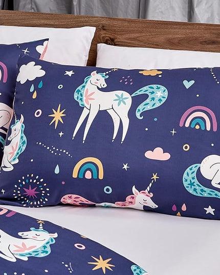 for Kids Unicorn Magic 4-Piece Comforter Set - Beautiful Motif Design Bedding Set with Embrodery Print - LeafyLoom