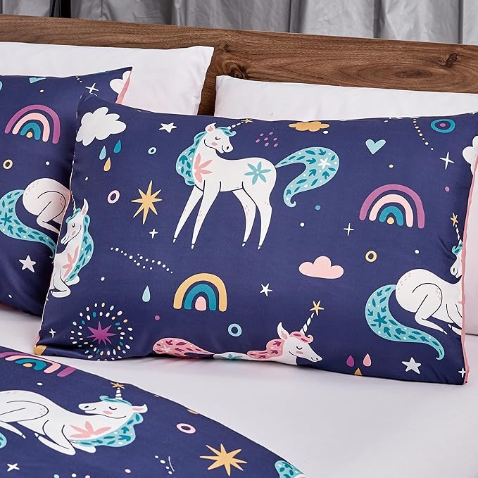 for Kids Unicorn Magic 4-Piece Comforter Set - Beautiful Motif Design Bedding Set with Embrodery Print - LeafyLoom