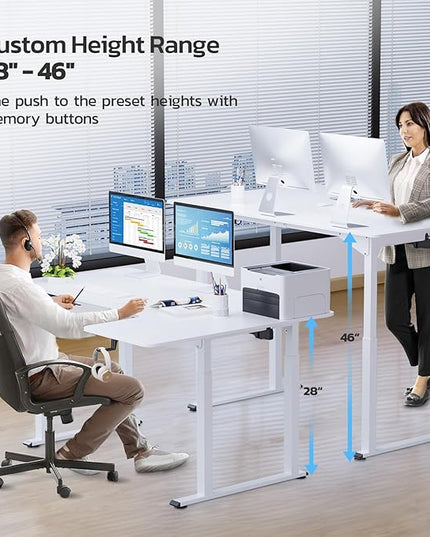 Dripex Standing Desk, 63"/ 71" L Shaped Desk Adjustable Height, Electric Corner Stand Up Desk Large Home Office Desk Computer Workstation, Dual Motor Sit Stand Desk 4 Legs, Super Stable - LeafyLoom