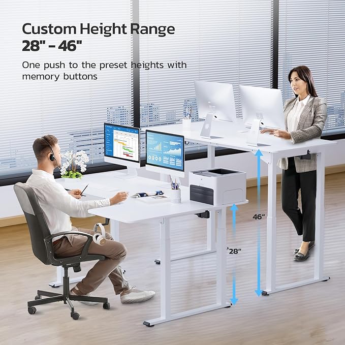 Dripex Standing Desk, 63"/ 71" L Shaped Desk Adjustable Height, Electric Corner Stand Up Desk Large Home Office Desk Computer Workstation, Dual Motor Sit Stand Desk 4 Legs, Super Stable - LeafyLoom