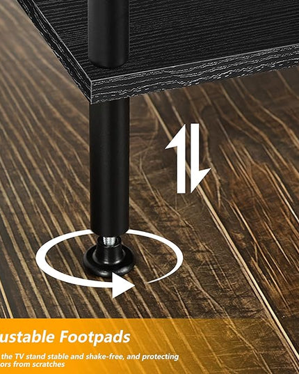 OYEAL Black Bedroom TV Stand with Storage Cabinet up to 50 inch TV, Small TV Console Table with Power Outlets 45 inch Media Entertainment Center for Living Room Bedroom - LeafyLoom
