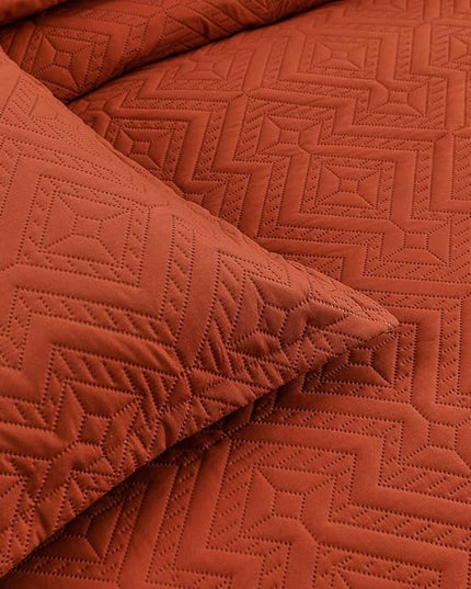 WONGS BEDDING Burnt Orange Comforter Set Queen Size(90“×90”), Terracotta Boho Geometric Textured Bedding Comforter Sets - 3 Pieces Soft Microfiber Ultrasonic Bedding with 2 Pillowcases - LeafyLoom