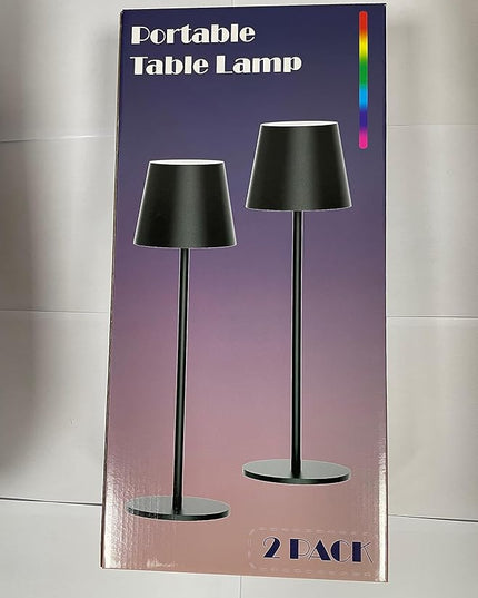 Aipsun Cordless Table Lamp RGB 2 Pack 5000mAh 3W Battery Operated Lamp Portable LED Black Rechargeable Table Lamp 3000K Stepless Dimming Touch Lamp for Home/Outdoor Waterproof - LeafyLoom
