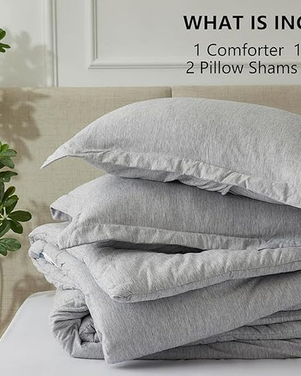 CozyLux California King Comforter Set - 3 Pieces Light Grey Soft Luxury Cationic Dyeing Cal King Comforter for All Seasons, Gray Breathable Lightweight Bedding Sets with 1 Comforter and 2 Pillow Shams - LeafyLoom