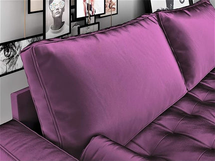 S5458 Mid Century Modern Velvet Upholstered Tufted Living Room Sofa, 69.68", Eggplant - LeafyLoom