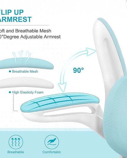 Misolant Ergonomic Office Chair, Desk Chair with Lumbar Support, Mesh Office Chair, Ergonomic Chair with Adjustable Headrest and Armrest,Comfortable Office Chair for Home Blue - LeafyLoom