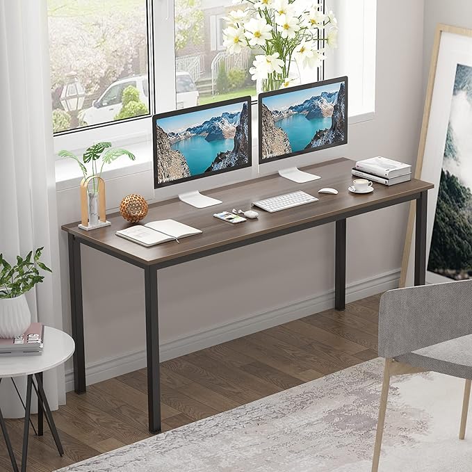SogesGame Computer Desk, 63 inches Office Desk Computer Table Study Writing Desk Workstation for Home Office, Dining Table Walnut - LeafyLoom