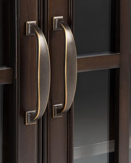 SIMPLIHOME Connaught SOLID WOOD 46 Inch Wide Traditional Low Storage Cabinet in Dark Chestnut Brown, For the Living Room, Entryway and Family Room - LeafyLoom