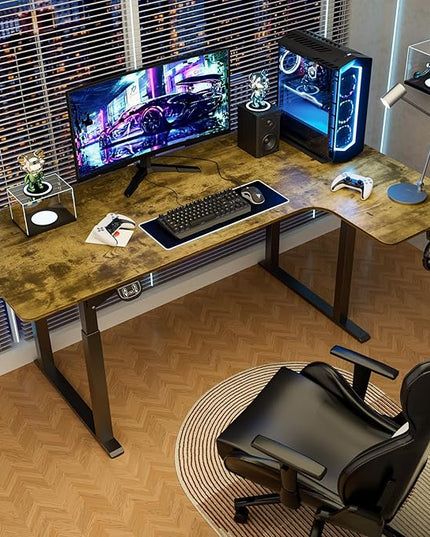 Dripex Standing Desk, 63"/ 71" L Shaped Desk Adjustable Height, Electric Corner Stand Up Desk Large Home Office Desk Computer Workstation, Dual Motor Sit Stand Desk 4 Legs, Super Stable - LeafyLoom