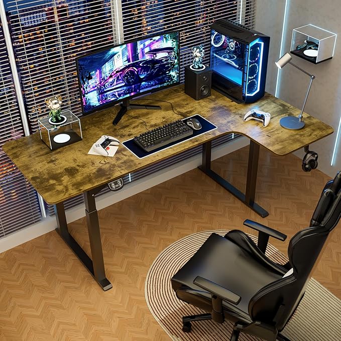 Dripex Standing Desk, 63"/ 71" L Shaped Desk Adjustable Height, Electric Corner Stand Up Desk Large Home Office Desk Computer Workstation, Dual Motor Sit Stand Desk 4 Legs, Super Stable - LeafyLoom