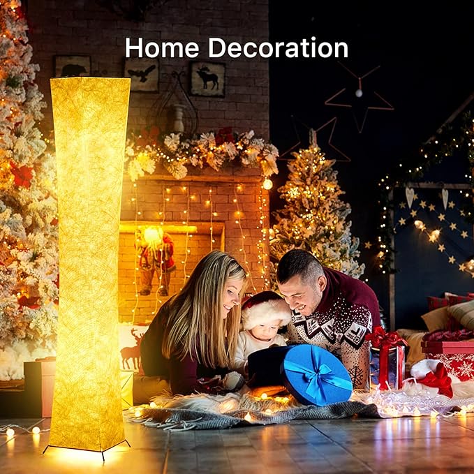 chiphy Floor Lamp, Dimmable 52" (S) Tall Standing Lamp, 3 Levels Adjustable Brightness LED Bulbs, Column Floor Light, Red Gradient Fabric Lampshade, Home Decor for Living Room, Bedroom, Kids Room - LeafyLoom