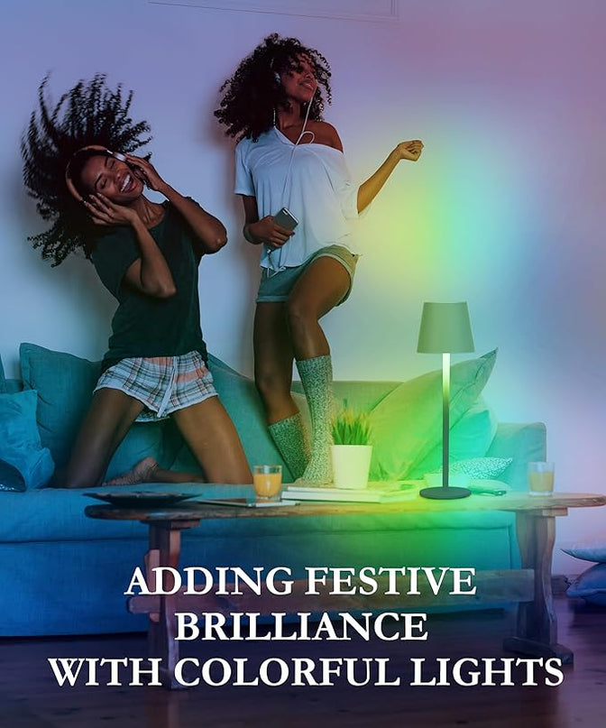 2-Pack RGB Cordless Table Lamp, RGB 8 Modes & Touch Control Rechargeable Battery Desk Lamp, IP54 Waterproof outdoor table lamp for Bedroom/Outdoor/Restaurant/Camping/Bars (Grey) - LeafyLoom