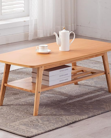 NicBex Coffee Table Wooden Coffee Table with Storage Rectangle Center Tables with Open Shelf Dining Table for Living Room, Dining Room, Office, and Bedroom,47" W, Natural Light Oak - LeafyLoom