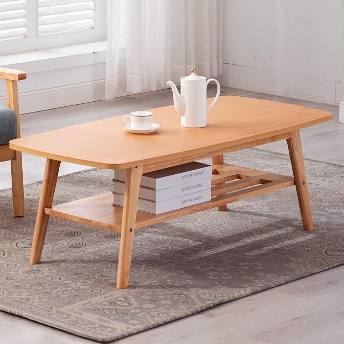 NicBex Coffee Table Wooden Coffee Table with Storage Rectangle Center Tables with Open Shelf Dining Table for Living Room, Dining Room, Office, and Bedroom,47" W, Natural Light Oak - LeafyLoom
