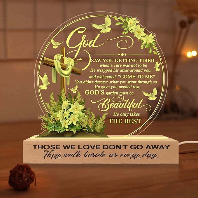 In Memory of Loved One Gifts for Mom, Mother, Father, Dad, Husband, Son, Loved One | Memorial Gifts for Loss | Sympathy Gifts for Loss of | Bereavement Gift Idea | Memory Night Light - LeafyLoom