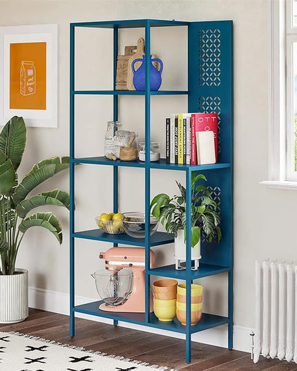 Mr. Kate Annie Metal Bookcase, Deep Ocean Blue - LeafyLoom