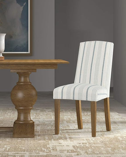 HomePop Classic Parsons Dining Chairs, Pack of 2, Blue Calypso Stripe - LeafyLoom
