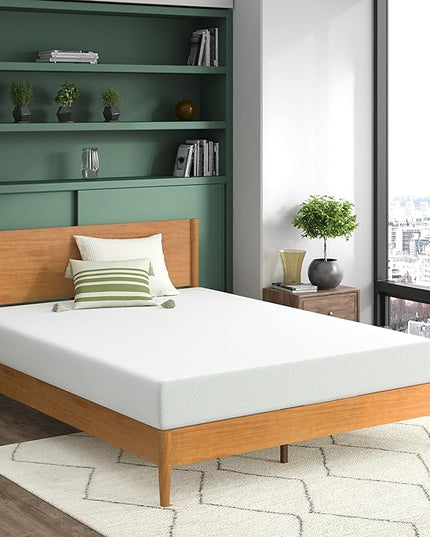 ZINUS 8 Inch Green Tea Memory Foam Mattress, Short Queen, Fiberglass Free, Patented Custom Contour Support, Sturdy Base Foam, CertiPUR-US Certified, Mattress in A Box, White - LeafyLoom