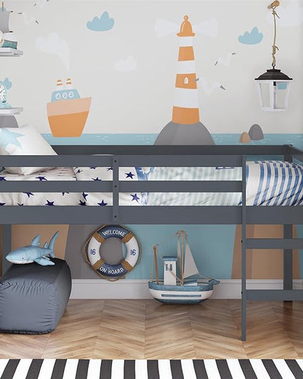 DHP Milton Junior Twin Loft Bed, Grey - LeafyLoom