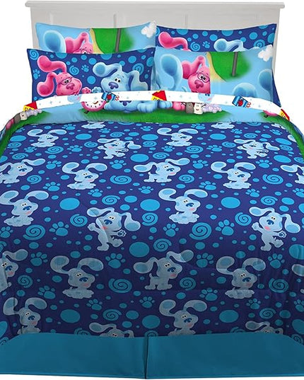 Franco Kids Bedding Super Soft Comforter and Sheet Set with Sham, 7 Piece Full Size, Blues Clues - LeafyLoom