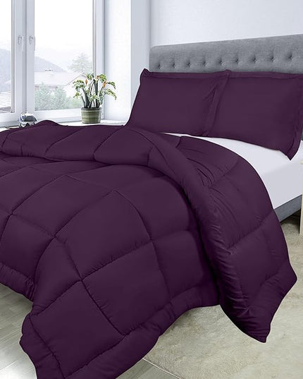 Utopia Bedding Queen Size Comforter Set with 2 Pillow Shams, Bedding Comforter Sets, Down Alternative Plum/Purple Comforter, Soft and Comfortable, Machine Washable - LeafyLoom