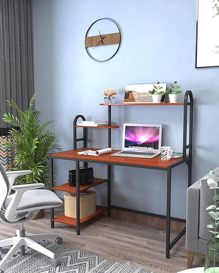 Anivia Computer Desk with Hutch and Shelves, 47'' Home Office Desk with Adjustable Bookshelves, Writing Desk PC Study Table Workstation for Small Spaces - LeafyLoom
