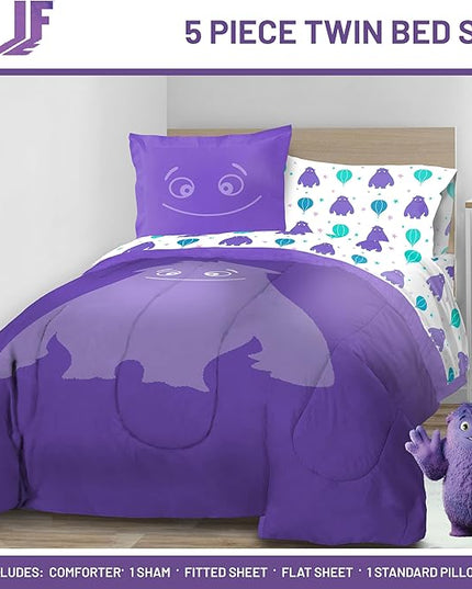 IF Imaginary Friends Twin Comforter Set - Purple 5 Piece Bed Set includes Sheet Set & Pillow Covers - Super Soft Kids Bedding Features Blue - LeafyLoom