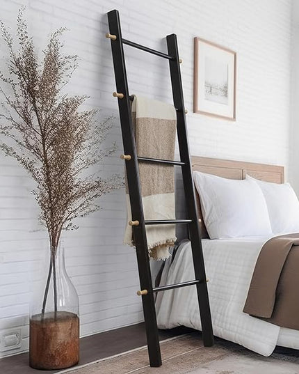 5 Ft Wooden Blanket Ladder Farmhouse - Quilt Ladder for Bedroom - Wood Ladder Decor - Decorative Ladder for Blankets - Easy to Assemble - Farmhouse Ladder Blanket Holder - Wooden Ladder for Blankets - LeafyLoom