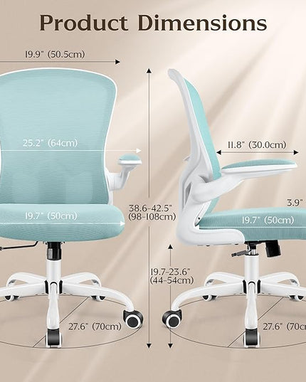 FelixKing Office Chair, Ergonomic Desk Chairs with Wheels Home Mesh Chair Adjustable Lumbar Support and Height, Ergo Chair for Working Gaming Use (Light Blue) - LeafyLoom