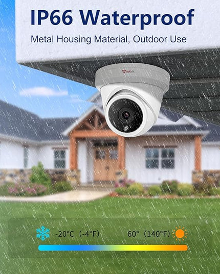 Anpviz 5MP IP PoE Dome Security Camera with Mic/Audio, Turret Camera Outdoor with Human Detection, IP66 Weatherproof, 98FT Night Vision, 2.8mm Wide Angle, Full Metal (U Series) AnpvizSecurity