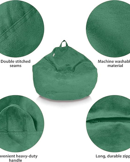 Bean Bag Stuffed Animal Storage Or Cover | No Filler | Extra Large | for Adults Or Kids | Double Stitched | Durable Zipper | Premium Microsuede - LeafyLoom