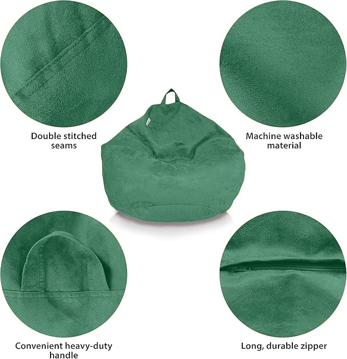 Bean Bag Stuffed Animal Storage Or Cover | No Filler | Extra Large | for Adults Or Kids | Double Stitched | Durable Zipper | Premium Microsuede - LeafyLoom