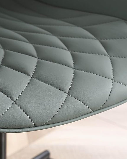 YOUNIKE Office Chair with Wheels Armless Desk Chair Swivel Rolling Task Chair with Back Upholstered Faux Leather Modern Computer Chair Height Adjustable, Greyish Green - LeafyLoom