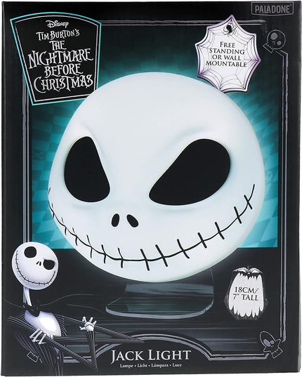 Paladone Nightmare Before Christmas Jack Mask Light and Halloween Decoration - Wall-mounted or Free-Standing, USB Cable Included - 18Cm Shaped Jack Skellington Lighting - LeafyLoom