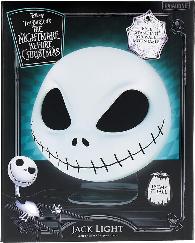 Paladone Nightmare Before Christmas Jack Mask Light and Halloween Decoration - Wall-mounted or Free-Standing, USB Cable Included - 18Cm Shaped Jack Skellington Lighting - LeafyLoom