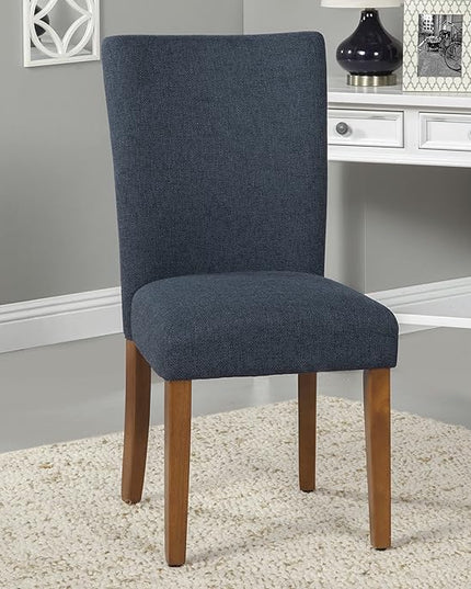 HomePop Parsons Classic Upholstered Accent Dining Chair, Set of 2, Navy - LeafyLoom