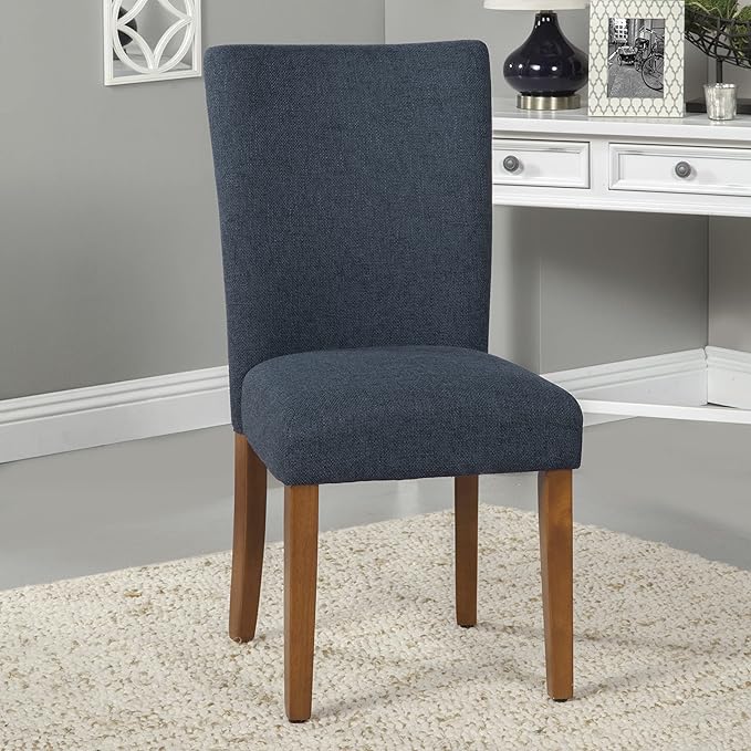 HomePop Parsons Classic Upholstered Accent Dining Chair, Set of 2, Navy - LeafyLoom