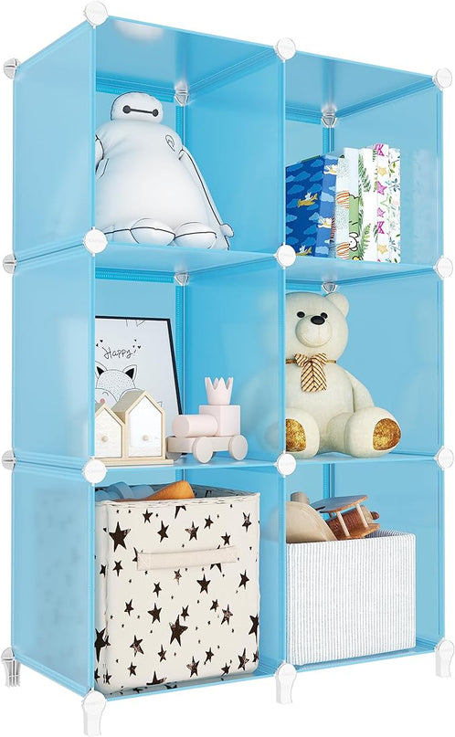 Portable Closet 6 cube closet organizers and storage Cube Storage Organizer Storage Shelf Bookcase Bookshelf with Metal Hammer, Storage Cubes Organizer Cabinet for Kids, Closet, Bedroom, Bathroom - LeafyLoom