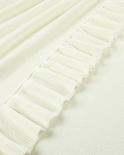 Lush Decor Reyna Soft Knitted Ruffle Throw Blanket, 104" W x 88" L, Ivory - Classic Ruffled Bedding - Knit Blanket - Cozy Oversized Blanket For Bed or Couch - Vintage, Minimalist & Cottage Home Decor - LeafyLoom