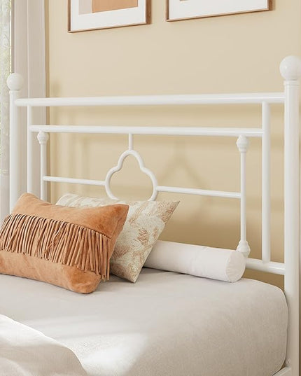 Allewie Twin Size Metal Platform Bed Frame with Victorian Vintage Headboard and Footboard/Mattress Foundation/Under Bed Storage/No Box Spring Needed/Noise-Free/Easy Assembly, White - LeafyLoom