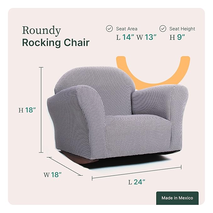 Keet Roundy Rocking Kid's Chair, Brown Gingham - LeafyLoom