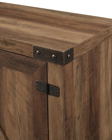 Walker Edison Georgetown Modern Farmhouse Double Barn Door TV Stand for TVs up to 80 Inches, 70 Inch, Rustic Oak, Without Fireplace, 15.75 x 70 x 24 inches - LeafyLoom